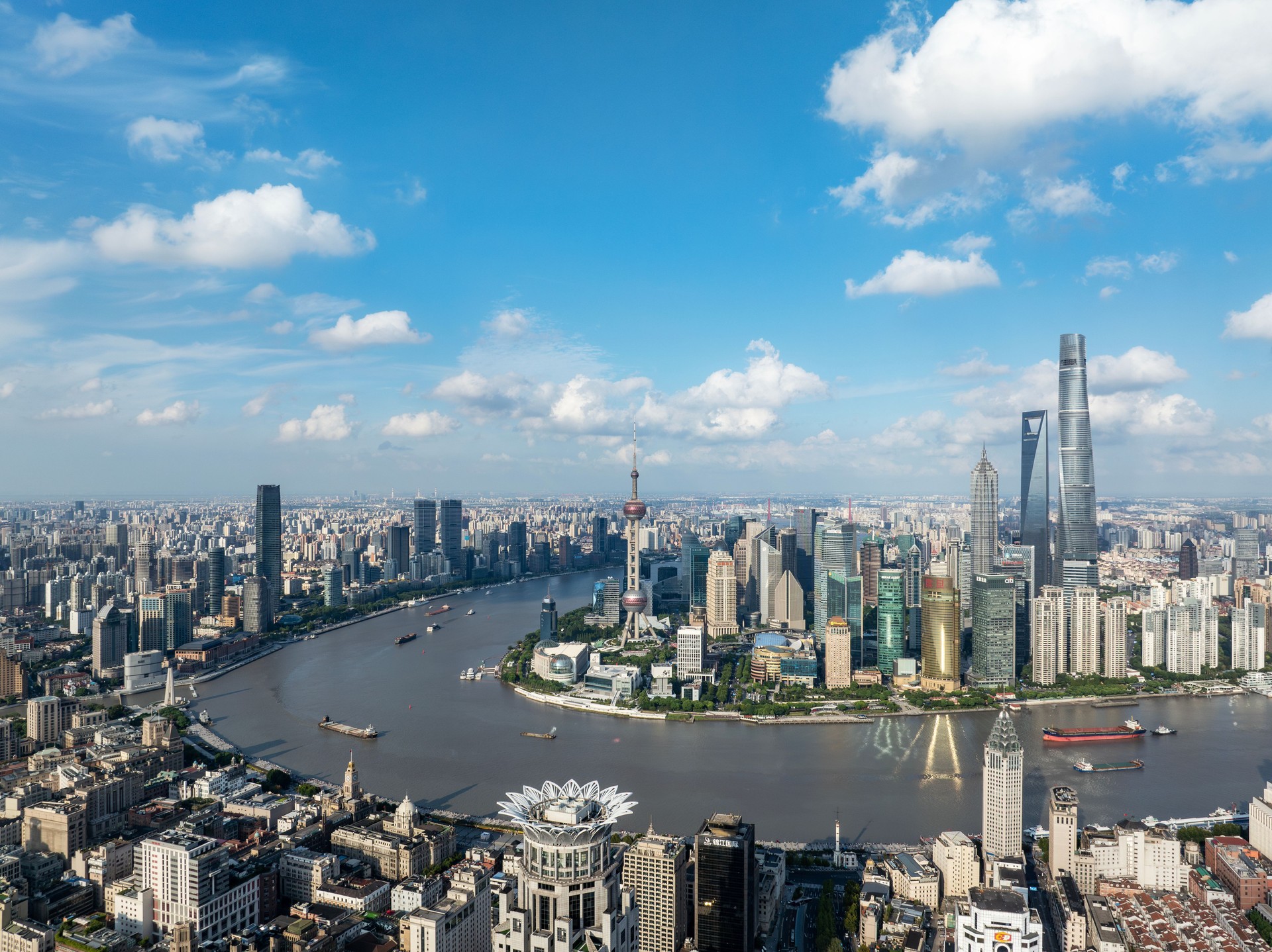 Aerial view of Shanghai Lujiazui Financial District.
